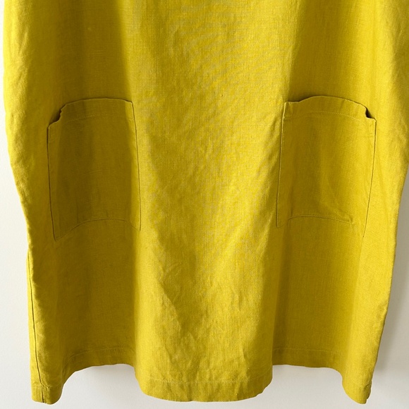 NotPerfectLinen 100% Linen Chartreuse Yellow Green Shift Dress - Picture 4 of 16